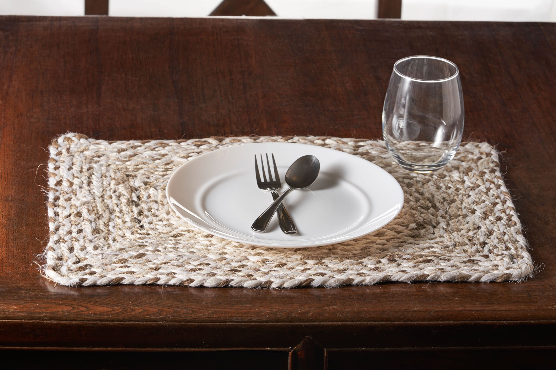 19" Set of Four Ivory And Natural Jute Placemats - Loft&Timber