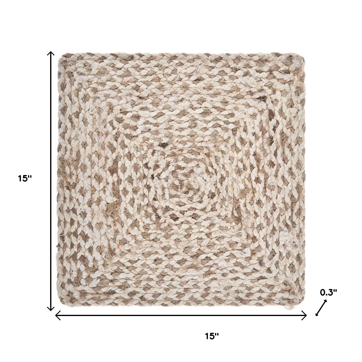 15" Set of Four Ivory And Natural Jute Square Placemats - Loft&Timber