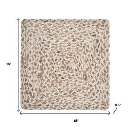 15" Set of Four Ivory And Natural Jute Square Placemats - Loft&Timber