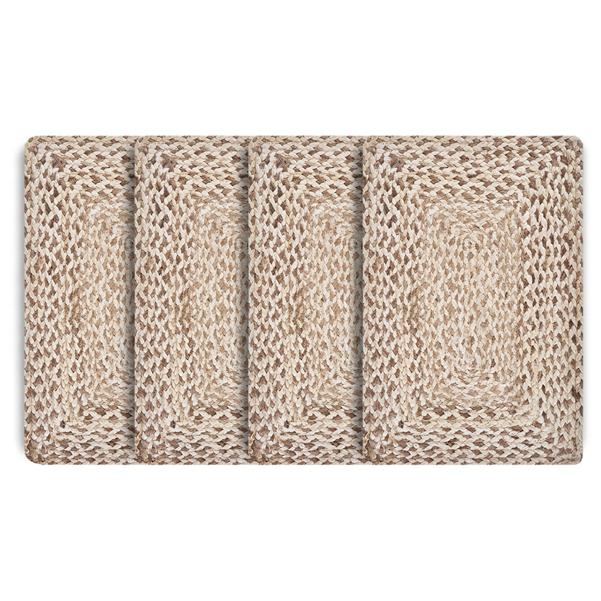 15" Set of Four Ivory And Natural Jute Square Placemats - Loft&Timber