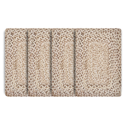 15" Set of Four Ivory And Natural Jute Square Placemats - Loft&Timber