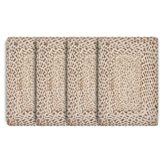 15" Set of Four Ivory And Natural Jute Square Placemats - Loft&Timber