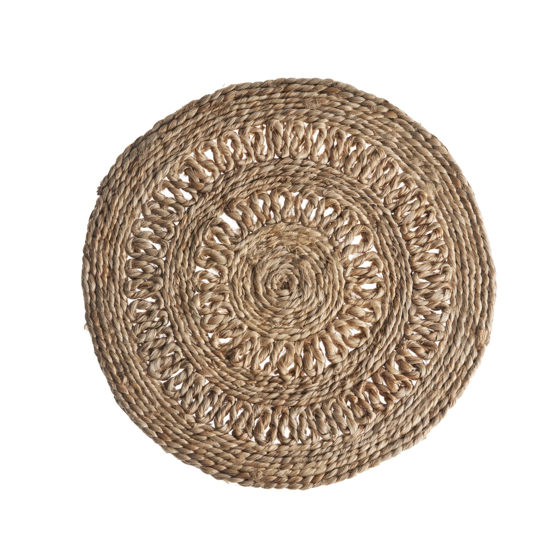 15" Set of Two Natural Braided Jute Round Placemats - Loft&Timber
