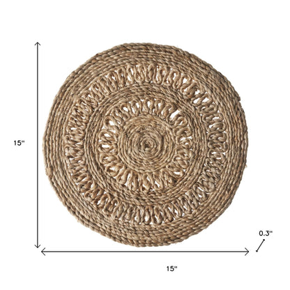 15" Set of Two Natural Braided Jute Round Placemats - Loft&Timber