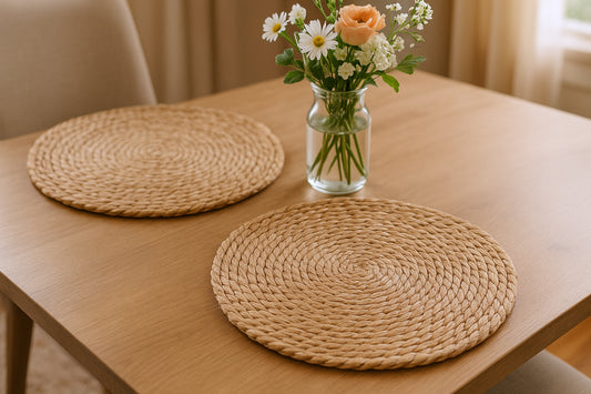 15" Set of Two Natural Jute Round Placemats - Loft&Timber