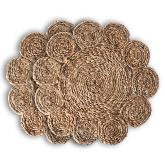 15" Set of Two Natural Braided Jute Scalloped Placemats - Loft&Timber