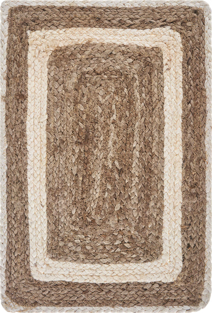 19" Set of Four Natural And Ivory Geometric Braided Jute Placemats-7