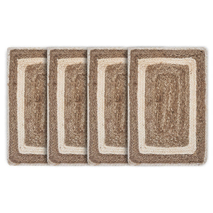 19" Set of Four Natural And Ivory Geometric Braided Jute Placemats-6