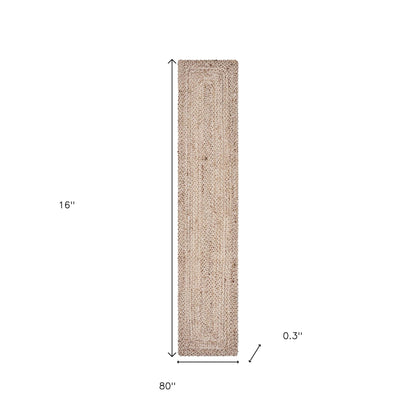 80" Brown Ivory And Natural Braided Jute Table Runner - Loft&Timber