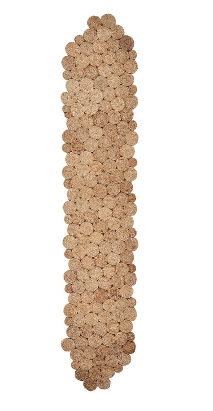 80" Natural Geometric Circles Scalloped Shape Jute Table Runner - Loft&Timber