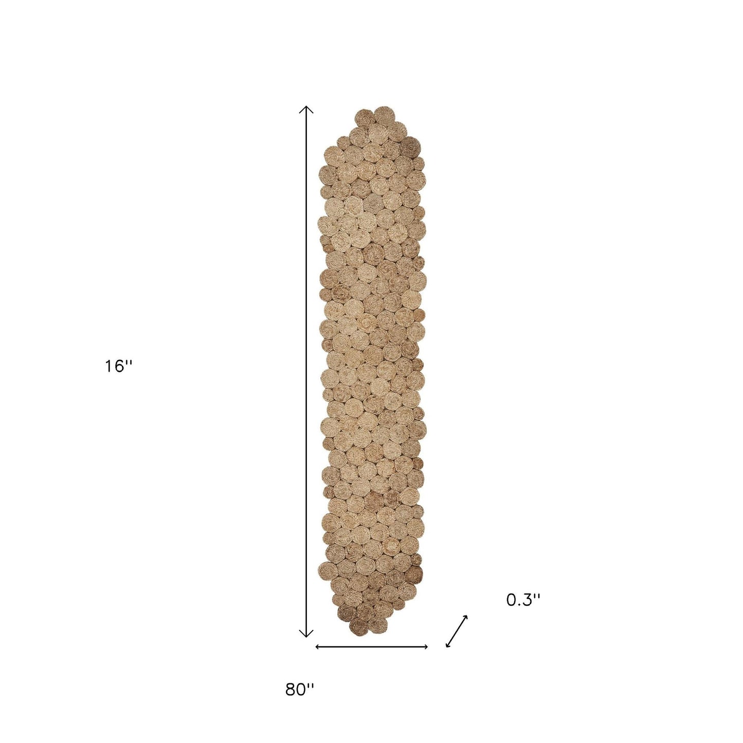 80" Natural Geometric Circles Scalloped Shape Jute Table Runner - Loft&Timber