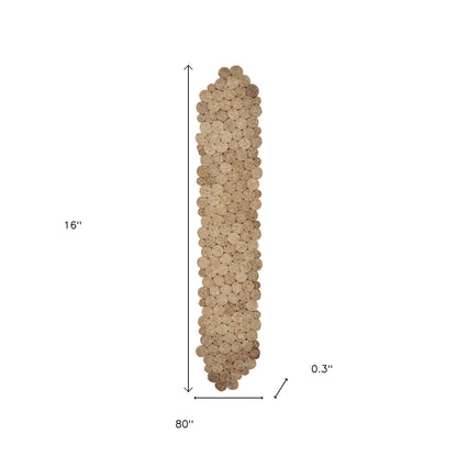 80" Natural Geometric Circles Scalloped Shape Jute Table Runner - Loft&Timber