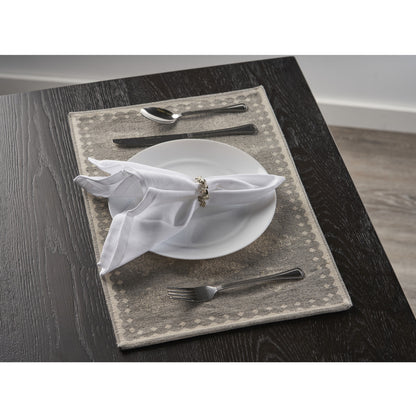 19" Set of Four Gray And Cream Geometric Medallion Cotton Placemats - Loft&Timber