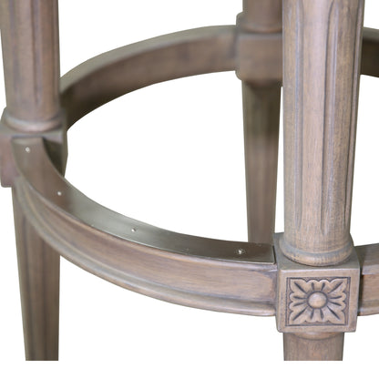 30" Gray Solid Wood and Linen Bar Height Swivel Bar Chair - Loft&Timber