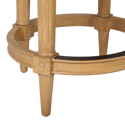 30" Beige and Natural Fabric and Solid Wood Bar Height Swivel Bar Chair - Loft&Timber