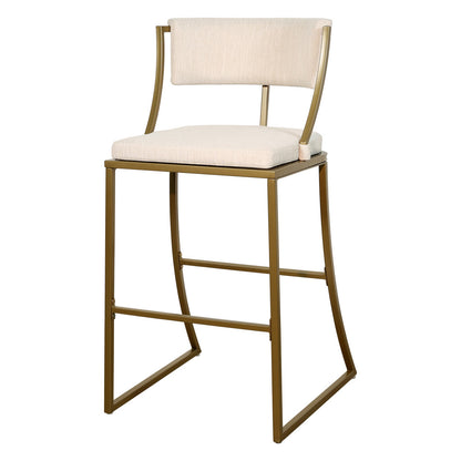 30" Beige And Antiqued Brass Steel Low Back Bar Height Bar Chair - Loft&Timber
