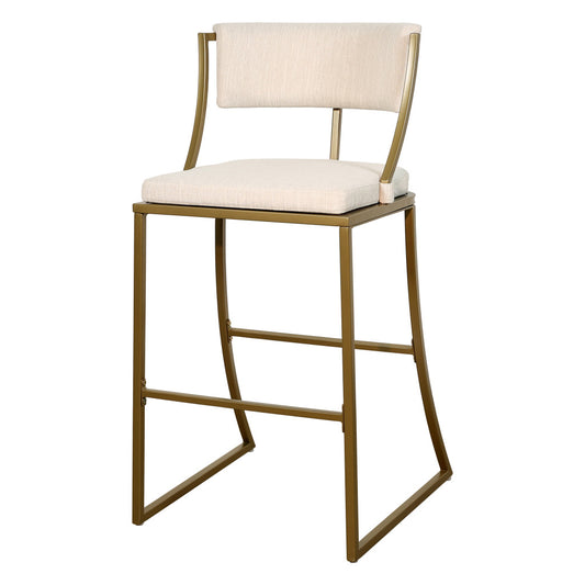 30" Beige And Antiqued Brass Steel Low Back Bar Height Bar Chair - Loft&Timber