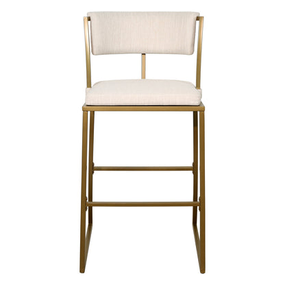 30" Beige And Antiqued Brass Steel Low Back Bar Height Bar Chair - Loft&Timber