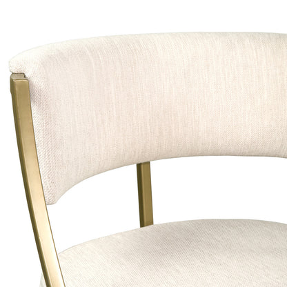 30" Beige And Antiqued Brass Steel Low Back Bar Height Bar Chair - Loft&Timber