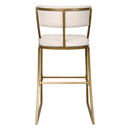 30" Beige And Antiqued Brass Steel Low Back Bar Height Bar Chair - Loft&Timber