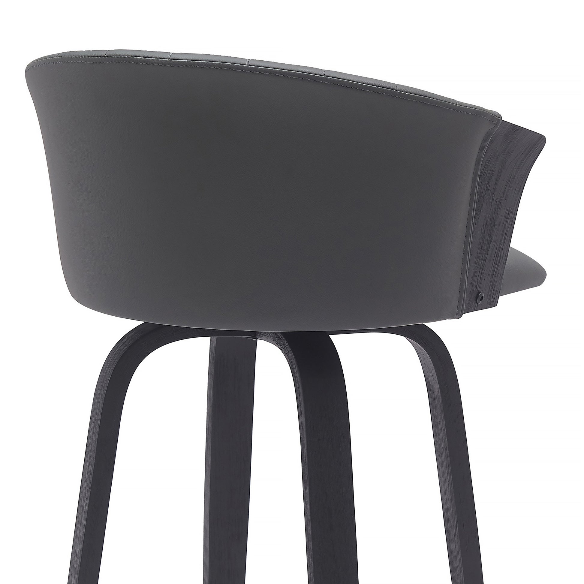 30" Gray And Black Faux Leather Swivel Bar Height Bar Chair - Loft&Timber
