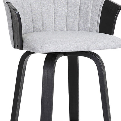 30" Light Gray And Black Fabric Swivel Bar Height Bar Chair - Loft&Timber