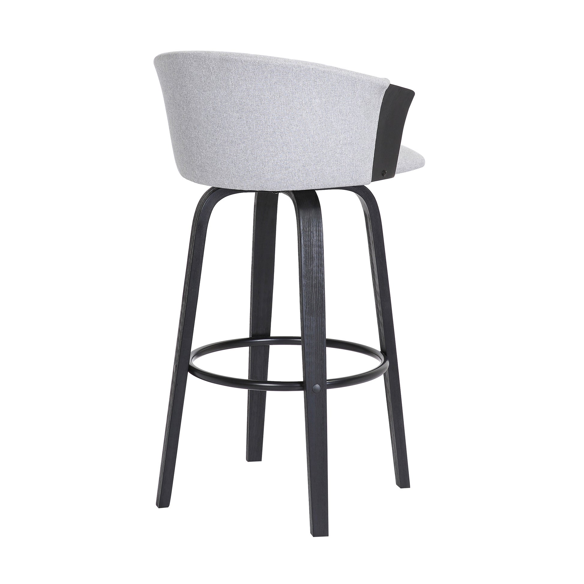 30" Light Gray And Black Fabric Swivel Bar Height Bar Chair - Loft&Timber