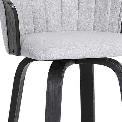 30" Light Gray And Black Fabric Swivel Bar Height Bar Chair - Loft&Timber