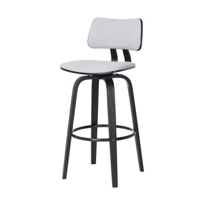 30" Light Gray And Black Fabric Swivel Low Back Bar Height Bar Chair - Loft&Timber