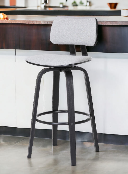 30" Light Gray And Black Fabric Swivel Low Back Bar Height Bar Chair - Loft&Timber