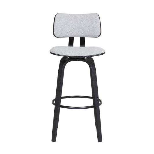 30" Light Gray And Black Fabric Swivel Low Back Bar Height Bar Chair - Loft&Timber