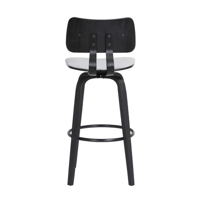 30" Light Gray And Black Fabric Swivel Low Back Bar Height Bar Chair - Loft&Timber