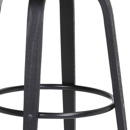 30" Light Gray And Black Fabric Swivel Low Back Bar Height Bar Chair - Loft&Timber
