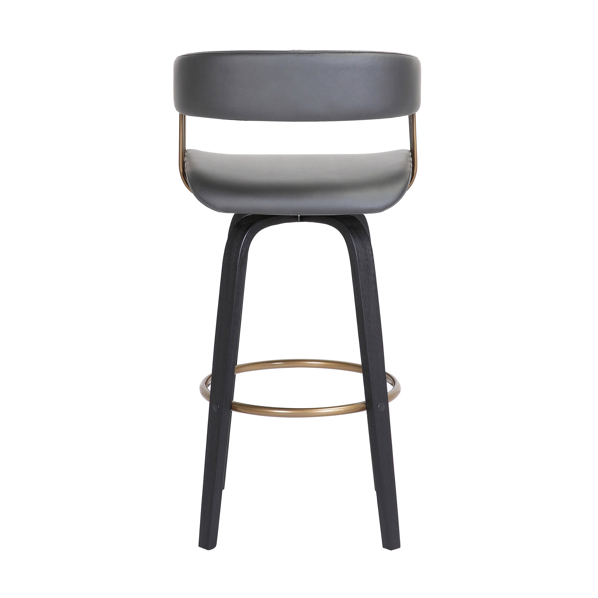 31" Gray And Black Faux Leather Swivel Bar Height Bar Chair - Loft&Timber