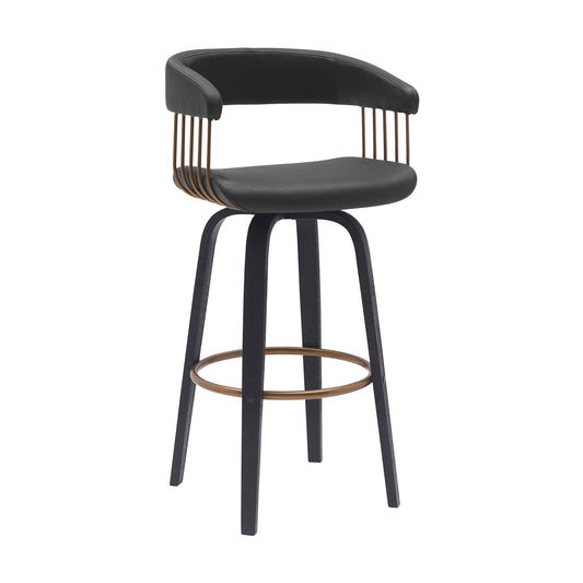 31" Black Faux Leather Swivel Bar Height Bar Chair - Loft&Timber