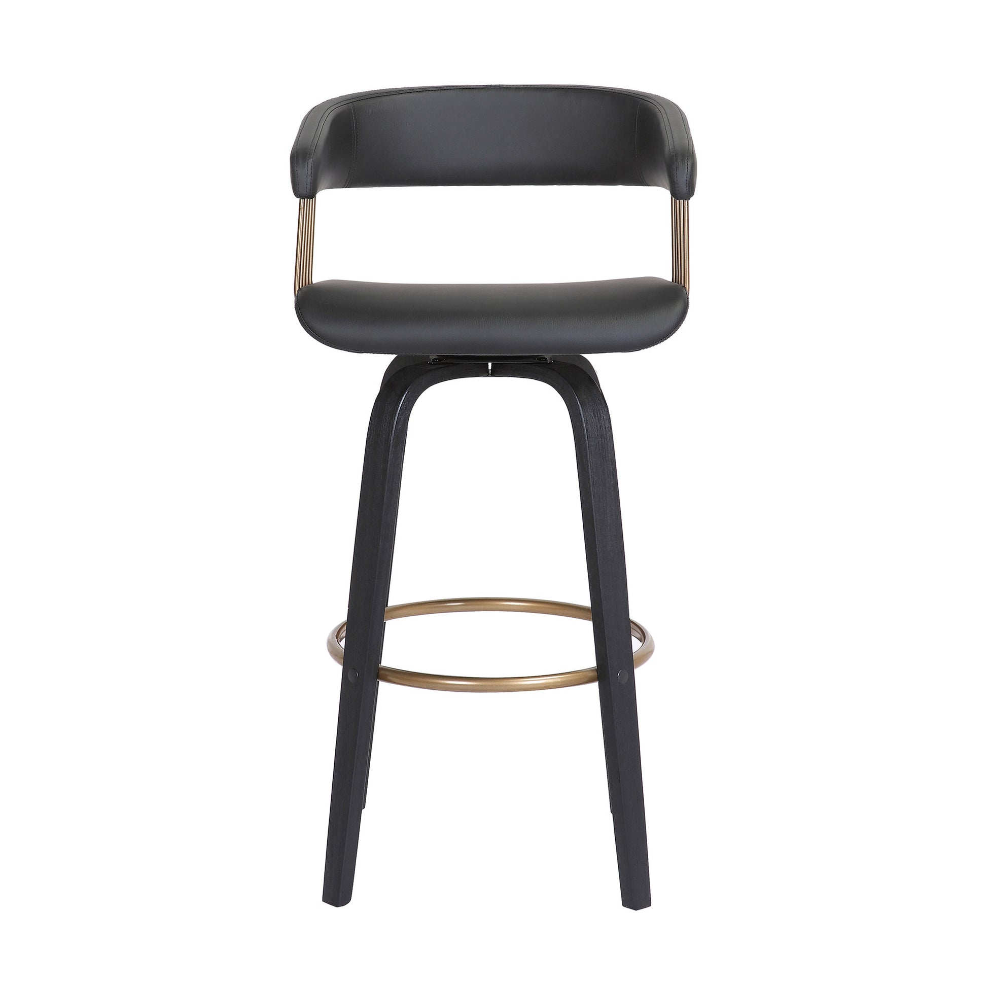 31" Black Faux Leather Swivel Bar Height Bar Chair - Loft&Timber