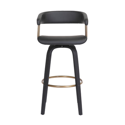 31" Black Faux Leather Swivel Bar Height Bar Chair - Loft&Timber