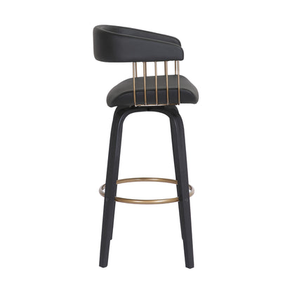31" Black Faux Leather Swivel Bar Height Bar Chair - Loft&Timber