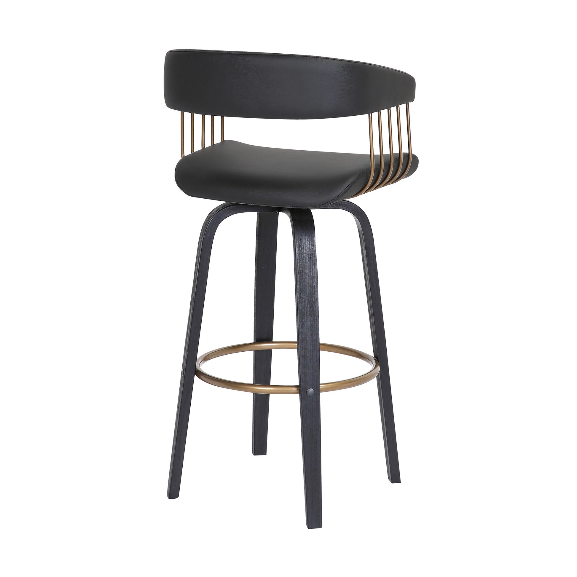 31" Black Faux Leather Swivel Bar Height Bar Chair - Loft&Timber
