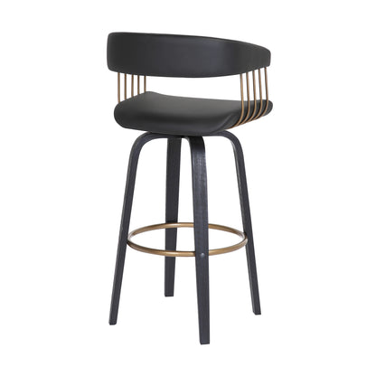 31" Black Faux Leather Swivel Bar Height Bar Chair - Loft&Timber