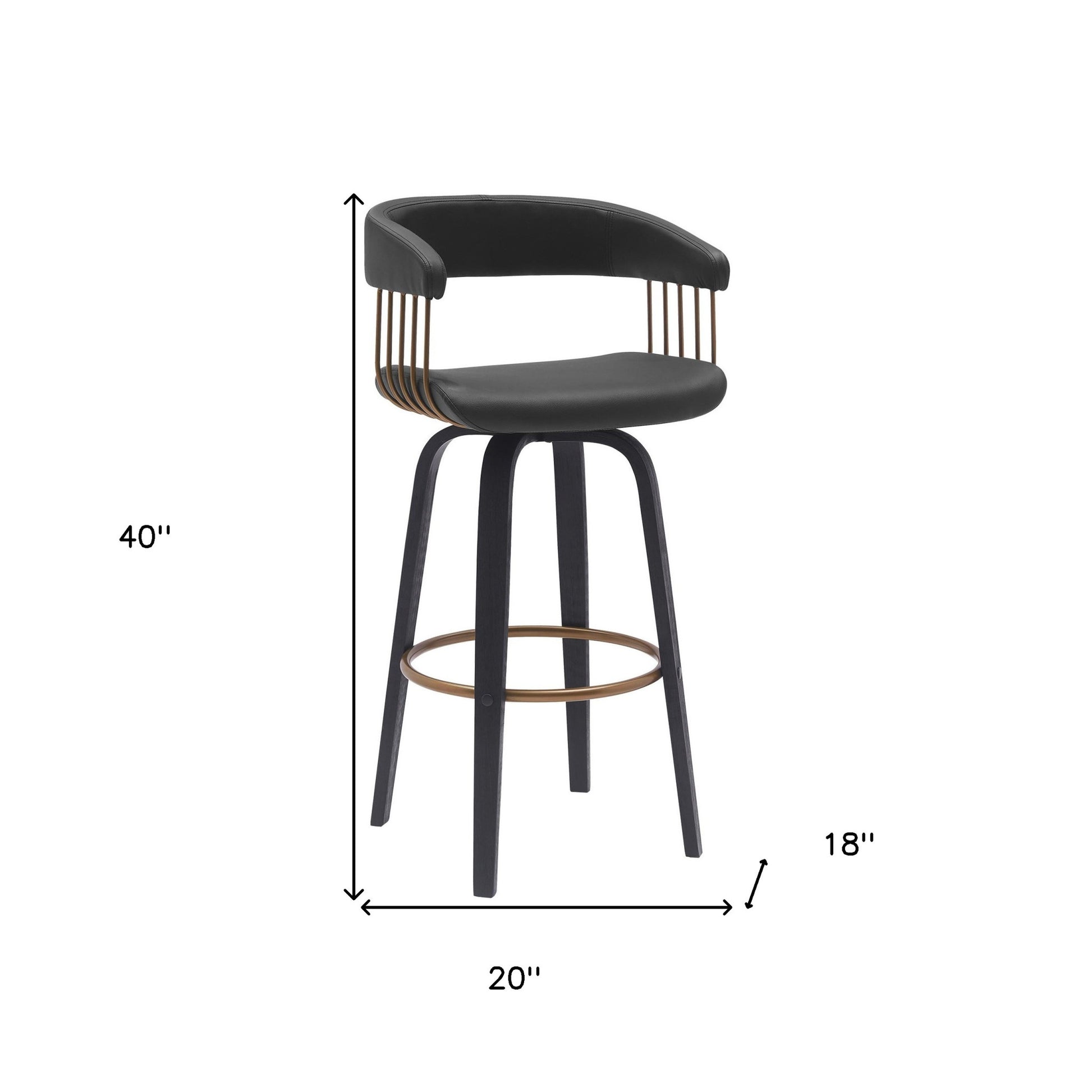 31" Black Faux Leather Swivel Bar Height Bar Chair - Loft&Timber