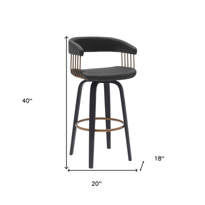 31" Black Faux Leather Swivel Bar Height Bar Chair - Loft&Timber