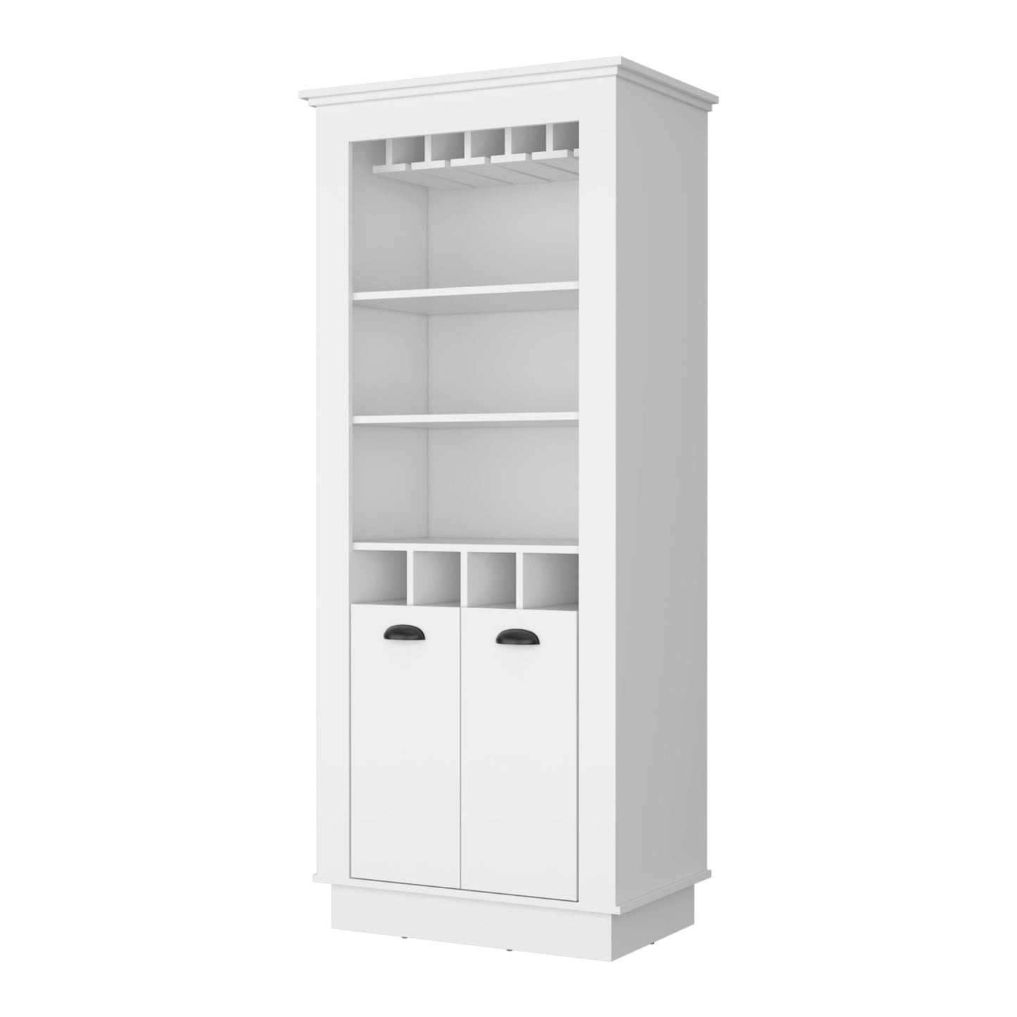 70" White Bar Cabinet With Wine Storage - Loft&Timber