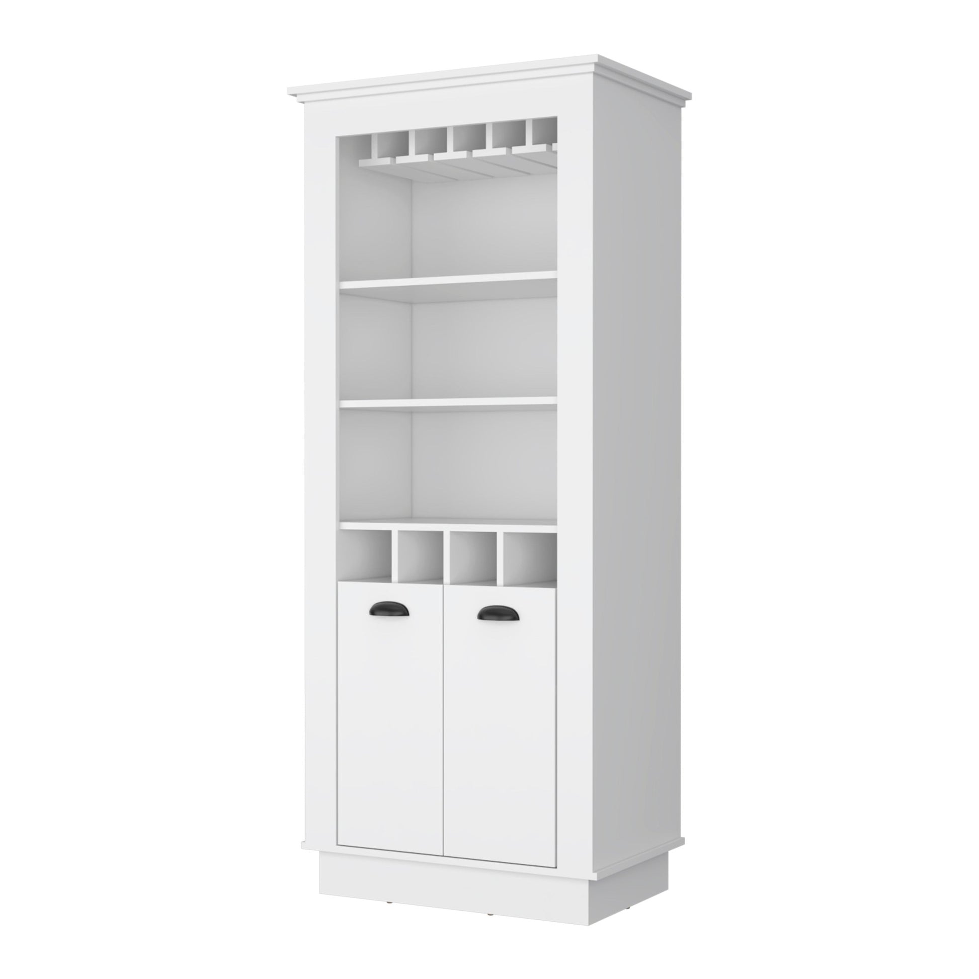 70" White Bar Cabinet With Wine Storage - Loft&Timber