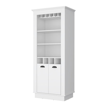 70" White Bar Cabinet With Wine Storage - Loft&Timber