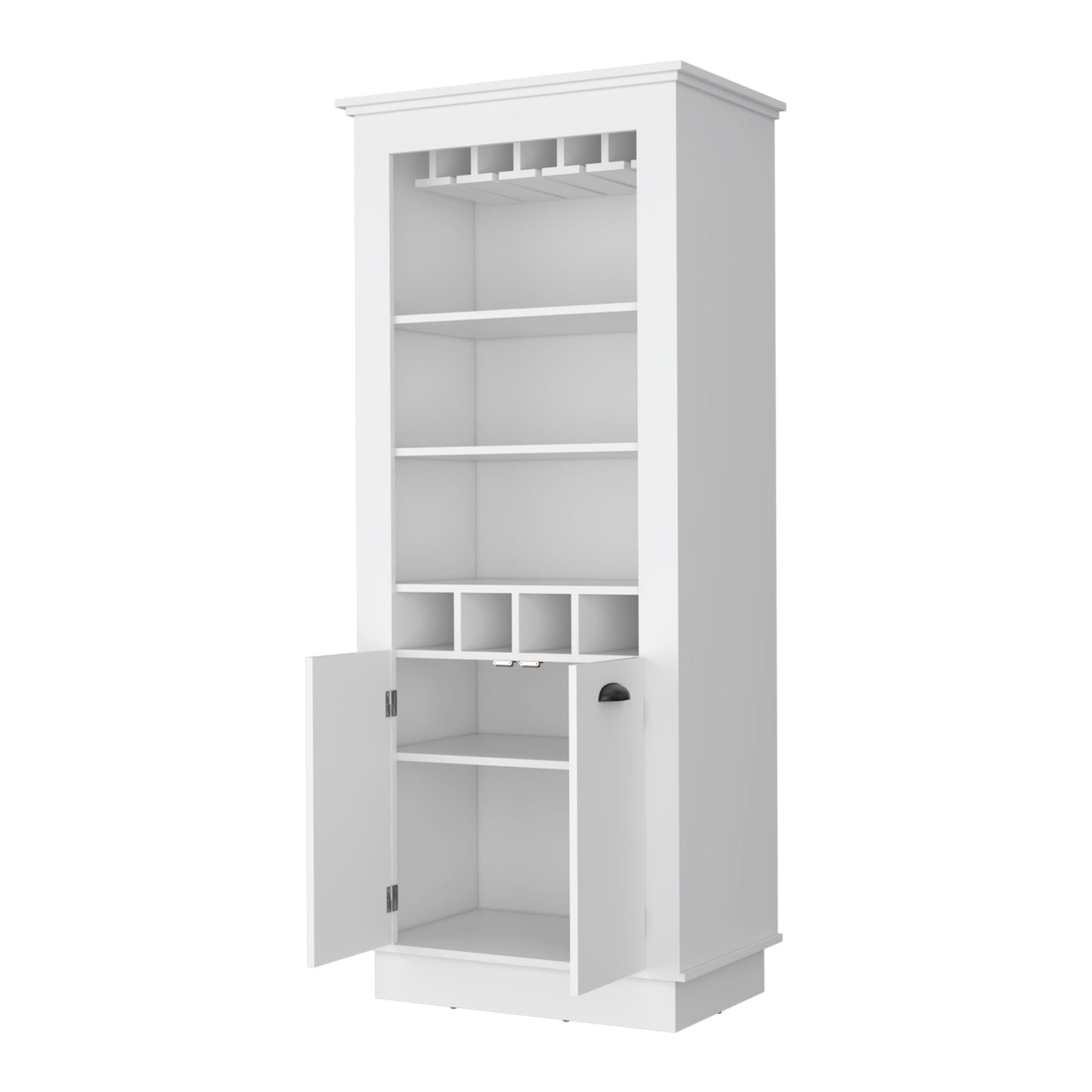 70" White Bar Cabinet With Wine Storage - Loft&Timber