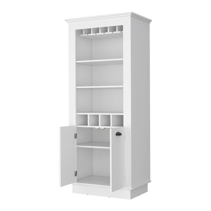 70" White Bar Cabinet With Wine Storage - Loft&Timber