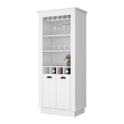 70" White Bar Cabinet With Wine Storage - Loft&Timber