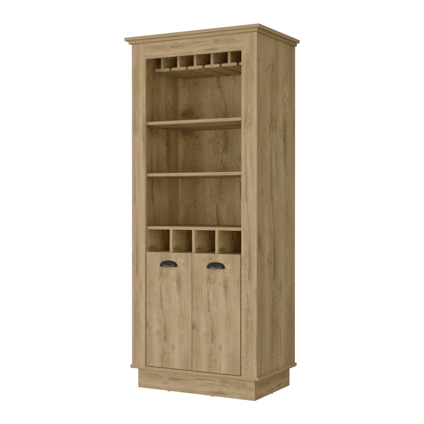 70" Brown Bar Cabinet With Wine Storage - Loft&Timber