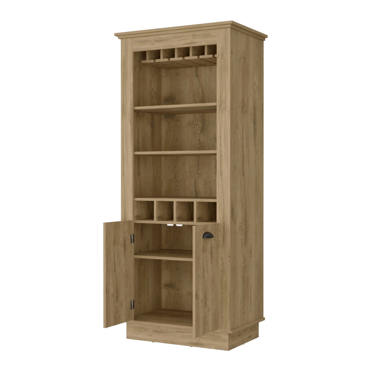 70" Brown Bar Cabinet With Wine Storage - Loft&Timber